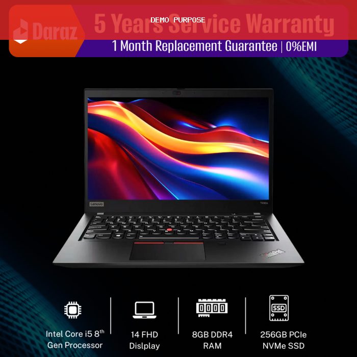 Lenovo ThinkPad T490s, 8th Gen Core i5, 8GB DDR4 RAM, 256GB SSD, 14“ FHD Display  (Refurbished)
