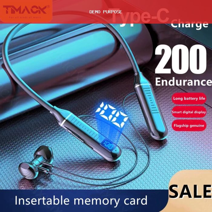 Timack® D18 Wireless Headphones Bluetooth 5.2 Neckband Earphones Magnetic Sports Waterproof TWS Earbuds Headset with Microphone
