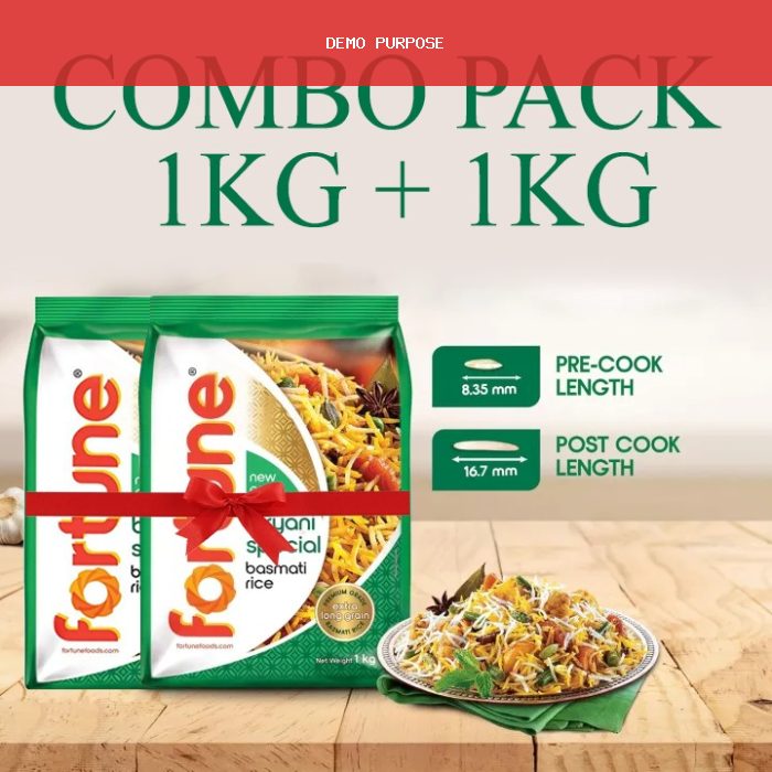 Fortune Bashmoti Rice 1kg+1kg Combo Indian