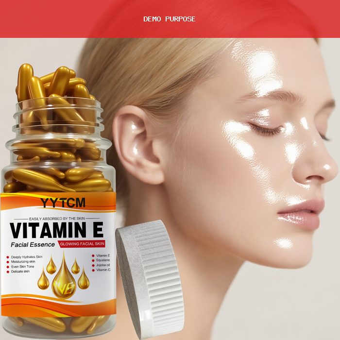 Vitamin E Deep Moisturizing Capsule Essence, Hydrates and Smooths Skin, Contains Plant-Based Squalane, Vitamin C, Deep Hydration and Skin Brightening Essence (0.4Gx90 Capsules)/Bottle-1 Bottle