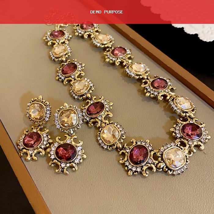 3 Pcs Vintage Necklace Earring Set High-end Accessories for Women 2024 Exaggerated Fashion Jewelry Sets for Women
