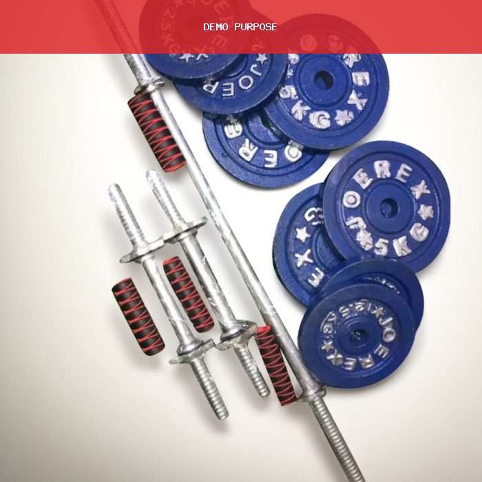Eight Pieces Dumbbell Set With Two 10 inch Sticks 1 pcs 3 feet burble - 10Kg - Blue and Silver Combo